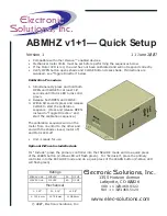 Предварительный просмотр 1 страницы Electronic Solutions ABMHZ v1+1 Quick Setup