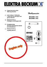 Предварительный просмотр 1 страницы Elektra Beckum hobbymaster MIG/MAG 140 Operating Instructions Manual