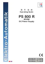 Preview for 1 page of Elektro-Automatik PS 800 R Series Operating Manual