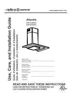 Preview for 1 page of ELICA Atlantis EAT-E36ASX Use, Care And Installation Manual