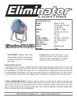 Предварительный просмотр 1 страницы Eliminator Electro 56 LED User Manual