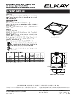 Elkay Pacemaker PSLVR1916 Specifications preview