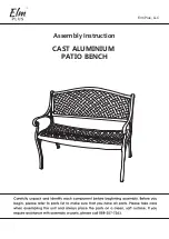 Предварительный просмотр 1 страницы Elm Plus CAST ALUMINIUM PATIO BENCH Assembly Instruction