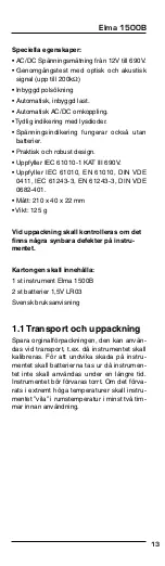 Preview for 13 page of Elma Instruments Elma 1500B User Manual