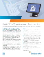 Elo TouchSystems 1900L Specification Sheet предпросмотр