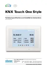elsner elektronik KNX Touch One Style Technical Specifications And Installation Instructions preview