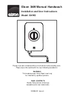 Предварительный просмотр 1 страницы Elson EHW3 Installation And User Instructions Manual