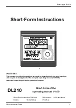 Elster Instromet DL210 Short Form Instructions preview