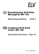 Предварительный просмотр 1 страницы elv EH 100 Operating Instructions Manual