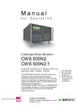 EM TEST CWS 500N2 Operation Manual preview