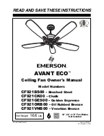 Предварительный просмотр 1 страницы Emerson AVANT ECO CF921VNB00 Owner'S Manual