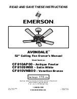 Preview for 1 page of Emerson AVONDALE CF810AP Owner'S Manual