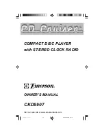 Preview for 1 page of Emerson Cd Cruiser CKD9907 Owner'S Manual