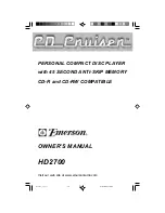 Preview for 1 page of Emerson CD Cruiser HD2700 Owner'S Manual