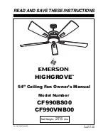 Предварительный просмотр 1 страницы Emerson HIGHGROVE CF990BS00 Owner'S Manual