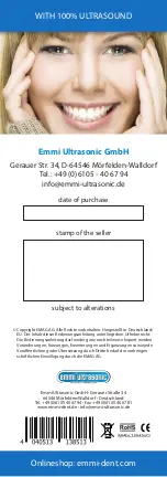 Preview for 20 page of Emmi Ultrasonic emmi-dent Platinum User Manual