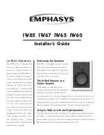 Предварительный просмотр 1 страницы Emphasys IW85 Installer'S Manual