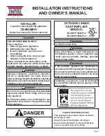 Preview for 1 page of Empire Comfort Systems OLL60FP12SN-2 Installation Instructions And Owner'S Manual