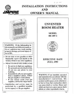 Preview for 1 page of Empire Comfort Systems SR-18T-1 Installation Instructions And Owner'S Manual