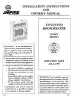 Предварительный просмотр 1 страницы Empire Comfort Systems SR-18T-1 Installation Instructions And Owner'S Manual