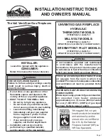 Empire Comfort Systems White Mountain Hearth VFP24FP20LN-1 Installation Instructions And Owner'S Manual preview