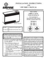 Предварительный просмотр 1 страницы Empire Heating Systems DV-20E-5 Installation Instructions And Owner'S Manual