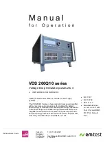 Предварительный просмотр 1 страницы EMTEST VDS 200Q10 Manual