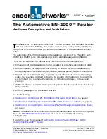 Предварительный просмотр 1 страницы Encore Networks EN-2000 Hardware Description And Installation Manual