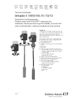 Предварительный просмотр 1 страницы Endress+Hauser Deltapilot S DB50 Technical Information