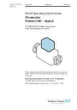 Предварительный просмотр 1 страницы Endress+Hauser FOUNDATION Proline 500 digital Brief Operating Instructions