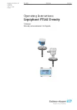 Предварительный просмотр 1 страницы Endress+Hauser Liquiphant FTL62 Density Operating Instructions Manual