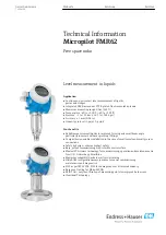 Endress+Hauser Micropilot FMR62 Technical Information предпросмотр