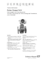 Endress+Hauser Proline Promag P 200 Technical Information предпросмотр