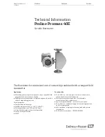 Предварительный просмотр 1 страницы Endress+Hauser Proline Promass 40E Technical Information