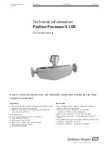 Endress+Hauser Proline Promass S 100 Technical Information предпросмотр