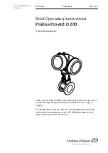 Endress+Hauser Proline Prowirl D 200 Brief Operating Instructions предпросмотр