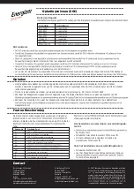 Предварительный просмотр 16 страницы Energizer 152701 User Manual