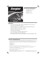 Energizer ENG-FMT1 User Manual предпросмотр