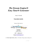 Предварительный просмотр 1 страницы Energy Systems & Design Easy Tune Stream Engine Owner'S Manual