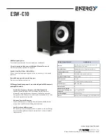 Preview for 1 page of Energy Connoisseur ESW-C10 Specifications