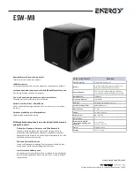 Preview for 1 page of Energy Connoisseur ESW-M8 Specifications