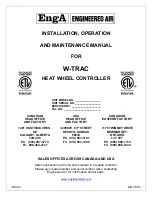 Предварительный просмотр 1 страницы Engineered air EngA W-TRAC Installation, Operation And Maintenance Manual