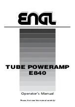 Preview for 1 page of Engl e840 Operator'S Manual