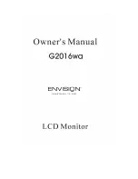 Предварительный просмотр 1 страницы Envision G2016wa Owner'S Manual