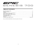 Предварительный просмотр 2 страницы Epic Genesis 700 EETL77905.0 User Manual