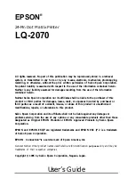 Epson 2070 - LQ B/W Dot-matrix Printer User Manual preview