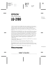 Preview for 3 page of Epson 2180 - LQ B/W Dot-matrix Printer User Manual