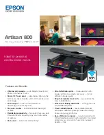 Preview for 1 page of Epson Artisan 800 - All-in-One Printer Specifications