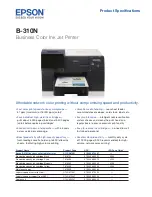 Epson B-310N - Business Color Ink Jet Printer Specifications preview