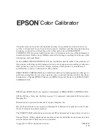 Preview for 2 page of Epson C850081 ( Color Calibrator) User Manual